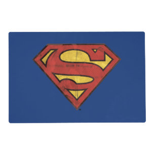 Superman S-Shield   Grunge Black Outline Logo Placemat