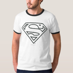 Superman S-Shield | Grunge Black Outline Logo T-Shirt
