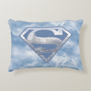Superman S-Shield Light Blue City Logo Accent Pillow