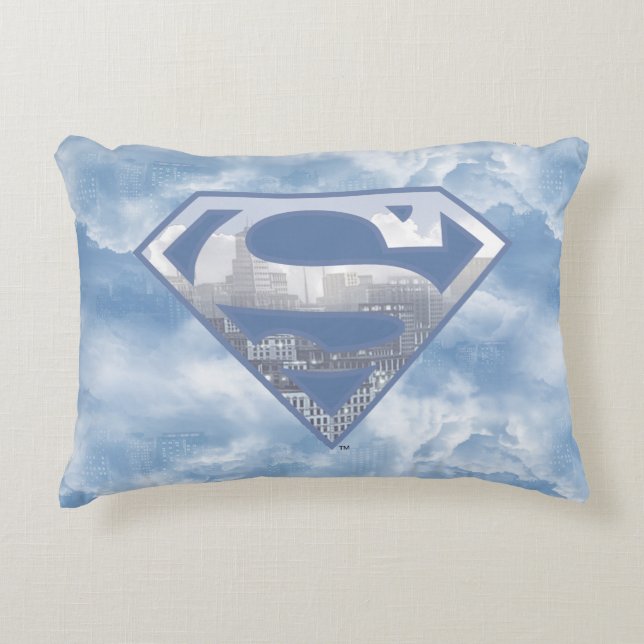 Superman S-Shield | Light Blue City Logo Accent Pillow (Front)