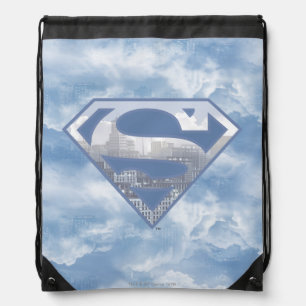 Superman S-Shield Light Blue City Logo Drawstring Bag