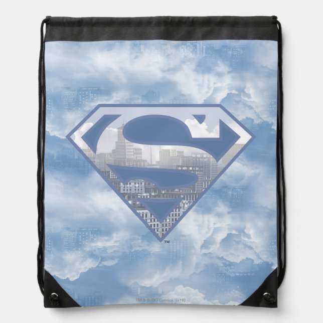 Superman S-Shield | Light Blue City Logo Drawstring Bag (Front)