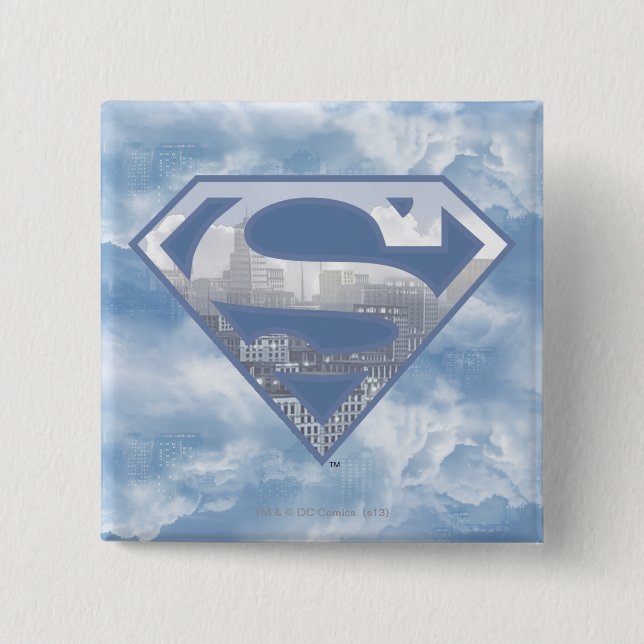 Superman S-Shield | Light Blue City Logo Pinback Button (Front)