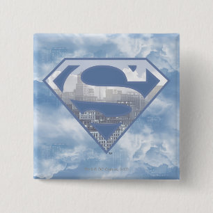 Superman S-Shield Light Blue City Logo Pinback Button