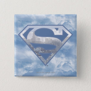 Superman S-Shield   Light Blue City Logo Pinback Button