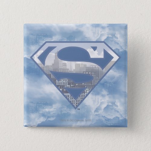 Superman S_Shield  Light Blue City Logo Pinback Button