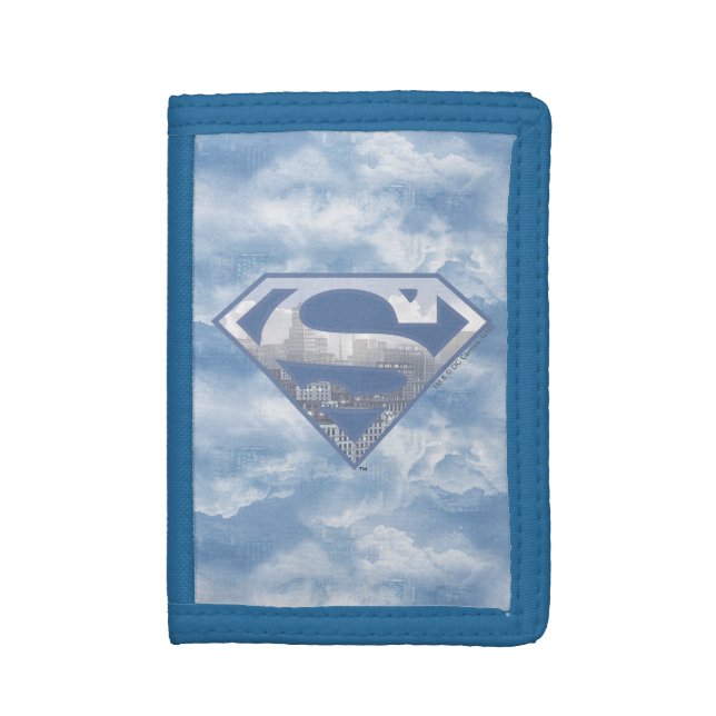 Superman S-Shield | Light Blue City Logo Trifold Wallet (Front Vertical)