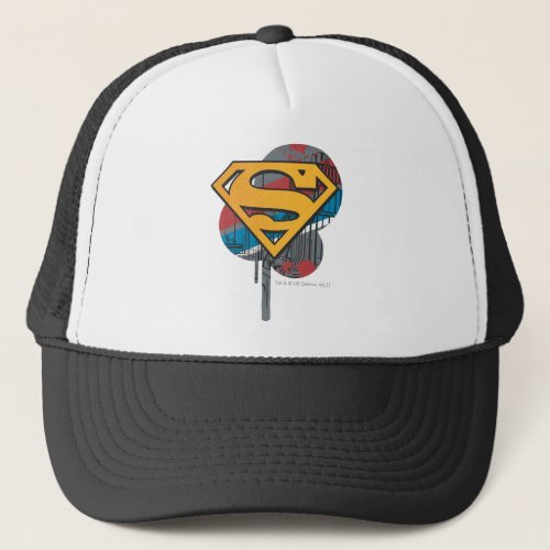 Superman S_Shield  Orange with Paint Trucker Hat