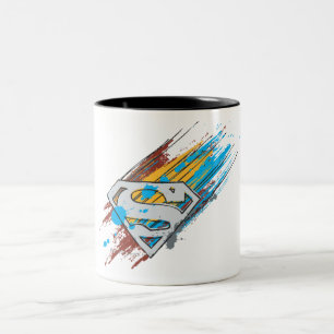 Superman S-Shield Paint Streaks Logo Two-Tone Coffee Mug