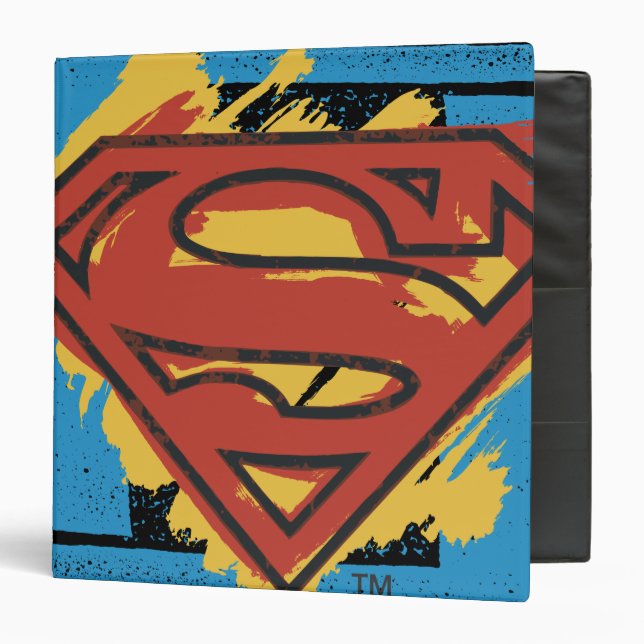 Superman S-Shield | Painted Blue Background Logo 3 Ring Binder (Front/Inside)