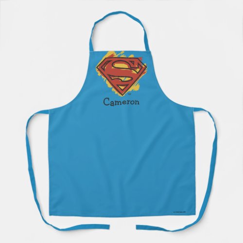 Superman S_Shield  Painted Blue Background Logo Apron