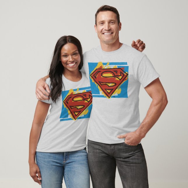 Superman S-Shield | Painted Blue Background Logo T-Shirt (Unisex)