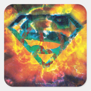 Superman S-Shield   Peace Stamped Logo Square Sticker