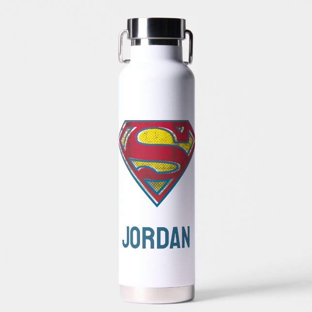 Superman S-Shield | Printed Logo | Add Your Name Water Bottle (Front)