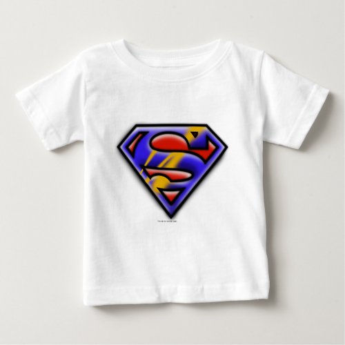 Superman S_Shield  Purple Airbrush Logo Baby T_Shirt