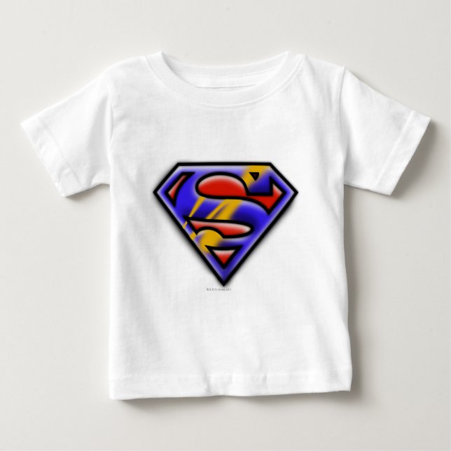 Superman S-Shield | Purple Airbrush Logo Baby T-Shirt (Front)