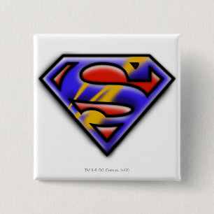 Superman S-Shield   Purple Airbrush Logo Pinback Button