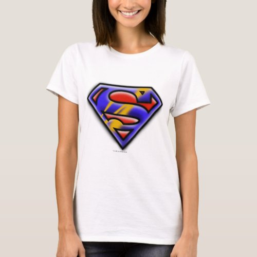 Superman S_Shield  Purple Airbrush Logo T_Shirt