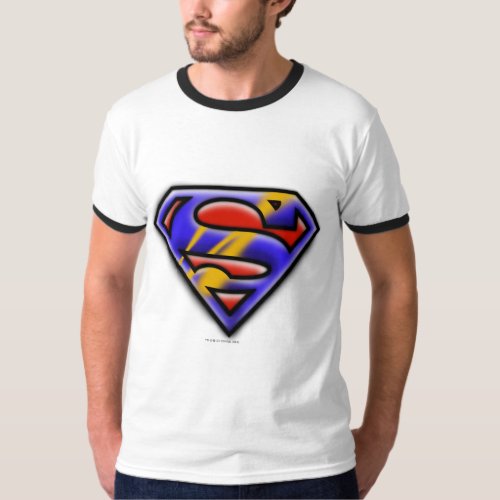 Superman S_Shield  Purple Airbrush Logo T_Shirt