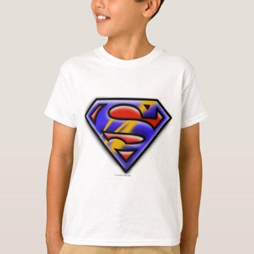 Superman S_Shield  Purple Airbrush Logo T_Shirt