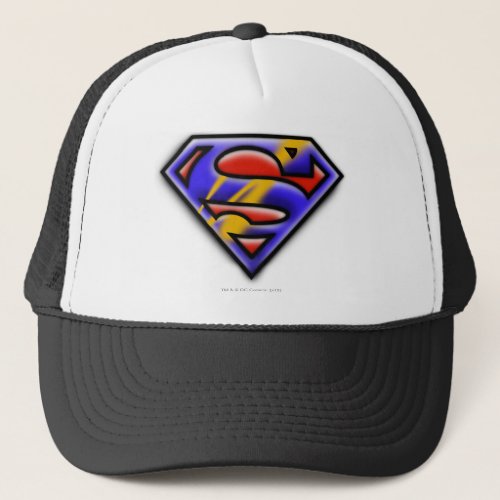 Superman S_Shield  Purple Airbrush Logo Trucker Hat