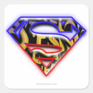 Superman S-Shield   Purple-Red Graffiti Logo Square Sticker