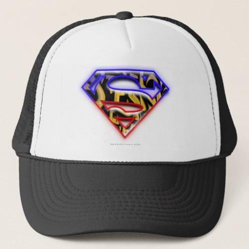 Superman S_Shield  Purple_Red Graffiti Logo Trucker Hat