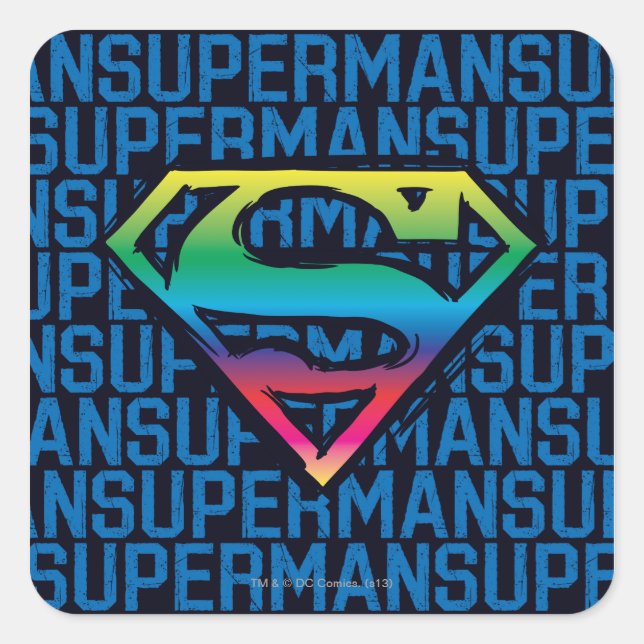 Superman S-Shield | Rainbow Logo Square Sticker (Front)