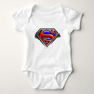 Superman S-Shield Red Airbrush Logo Baby Bodysuit