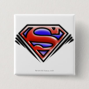 Superman S-Shield   Red Airbrush Logo Pinback Button