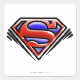 Superman S-Shield   Red Airbrush Logo Square Sticker