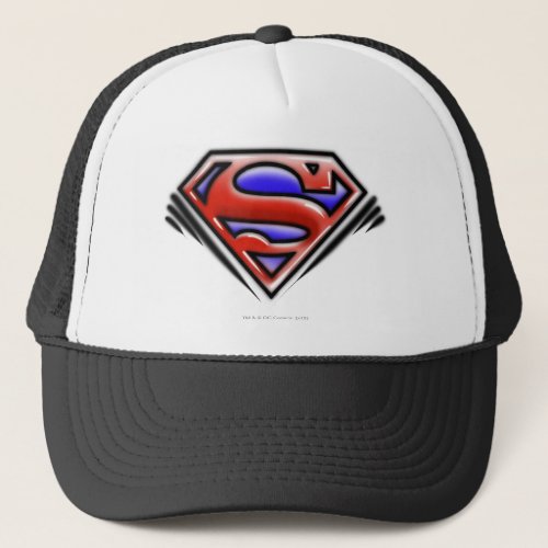 Superman S_Shield  Red Airbrush Logo Trucker Hat