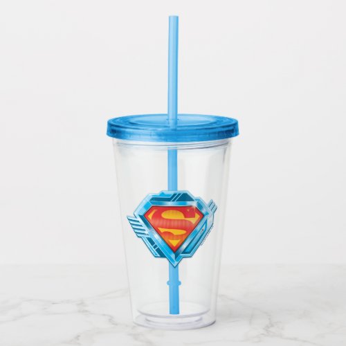 Superman S_Shield  Red and Blue Metal Logo Acrylic Tumbler