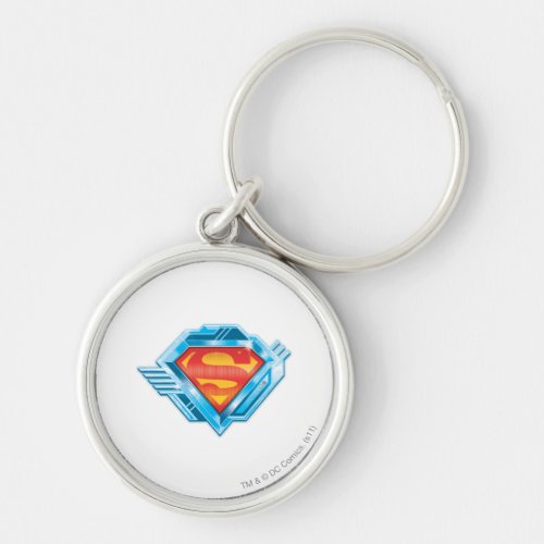 Superman S_Shield  Red and Blue Metal Logo Keychain