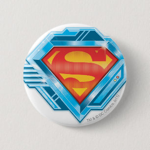 Superman S-Shield   Red and Blue Metal Logo Pinback Button
