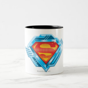 Superman S-Shield Red and Blue Metal Logo Two-Tone Coffee Mug