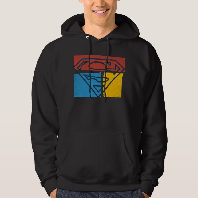 Superman S-Shield | Red Blue Yellow Block Logo Hoodie (Front)