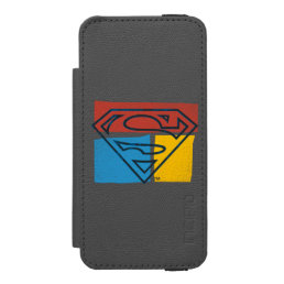 Superman S-Shield | Red Blue Yellow Block Logo Wallet Case For iPhone SE/5/5s