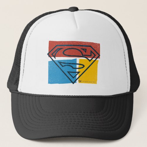 Superman S_Shield  Red Blue Yellow Block Logo Trucker Hat