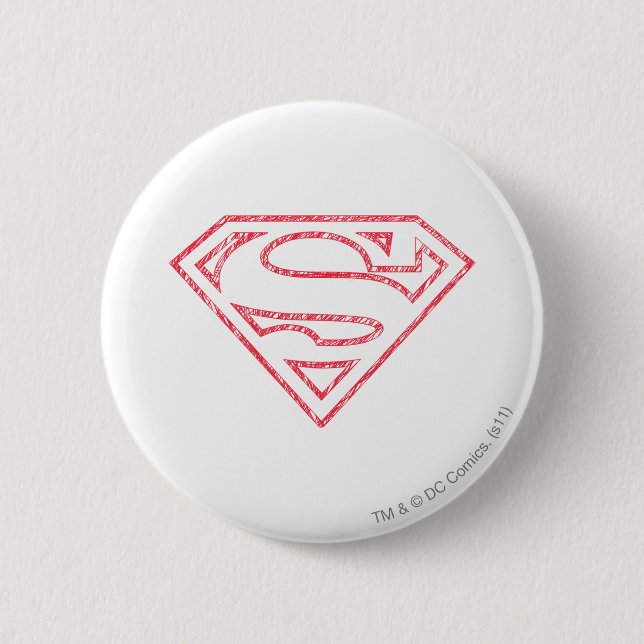 Superman S-Shield | Red Outline Logo Button (Front)