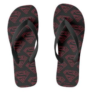 Superman S-Shield Red Outline Logo Flip Flops
