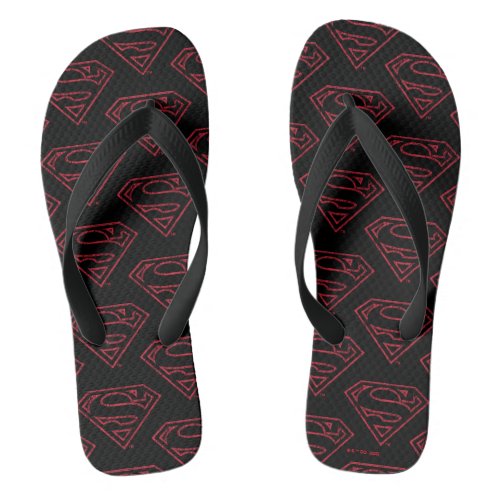 Superman S_Shield  Red Outline Logo Flip Flops