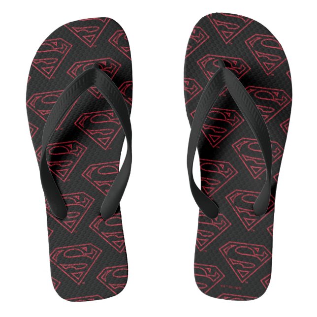 Superman S-Shield | Red Outline Logo Flip Flops (Footbed)