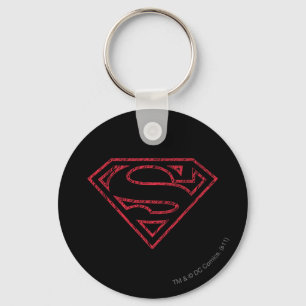 Superman S-Shield   Red Outline Logo Keychain