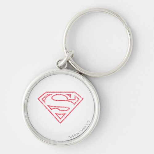 Superman S_Shield  Red Outline Logo Keychain