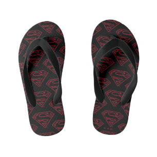 Superman S-Shield Red Outline Logo Kid's Flip Flops