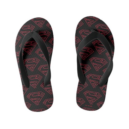 Superman S_Shield  Red Outline Logo Kids Flip Flops