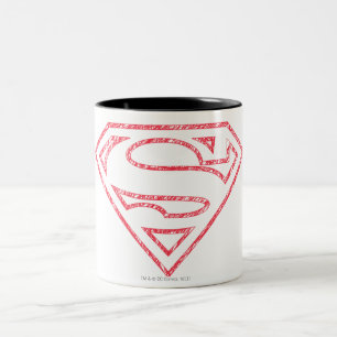 Superman S-Shield Red Outline Logo Two-Tone Coffee Mug