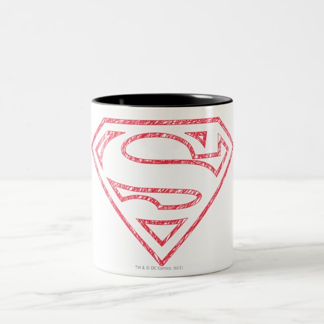 Superman S-Shield | Red Outline Logo Two-Tone Coffee Mug (Center)