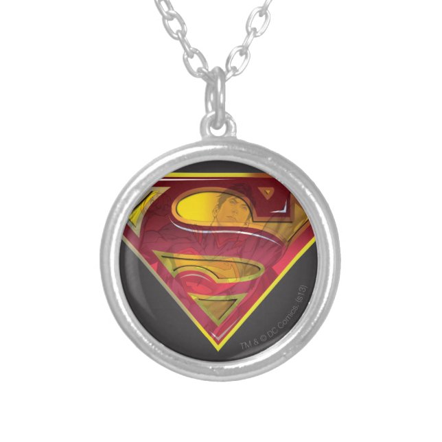 Superman S-Shield | Reflection Logo Silver Plated Necklace (Front)
